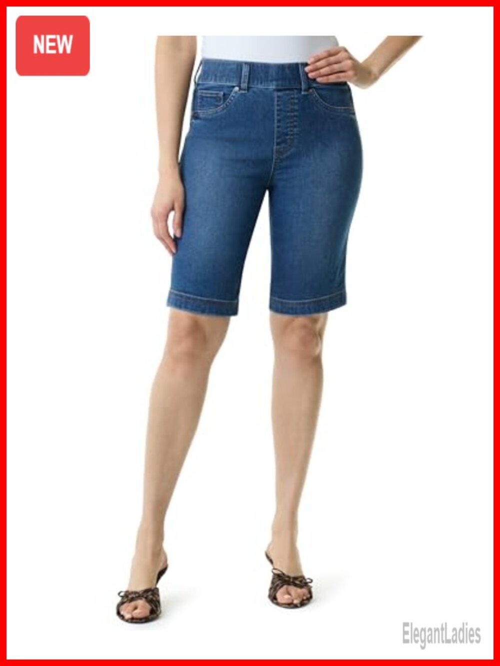 High Rise Bermuda Shorts with Tummy Control Pull On